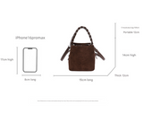Darrahopens Home & Garden > Travel > Backpacks Blue Retro Maillard Brown Mini Bag - 2025 New Casual Versatile Women's Crossbody & Exquisite Braided Handle Bucket Bag (15x12x14 cm)