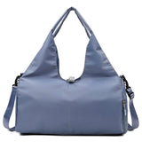 Darrahopens Home & Garden > Travel > Backpacks Blue Women Large Capacity Yoga Gym Bag with Shoe Compartment and Mat Strap Water Resistant Travel Duffel Lightweight Tote for Fitness and Weekend Trips