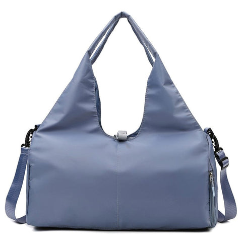 Darrahopens Home & Garden > Travel > Backpacks Blue Women Large Capacity Yoga Gym Bag with Shoe Compartment and Mat Strap Water Resistant Travel Duffel Lightweight Tote for Fitness and Weekend Trips