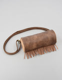 Darrahopens Home & Garden > Travel > Backpacks Boho Ethnic PU Leather Cylindrical Crossbody Bag with Embroidery and Fringe - 21cm Vintage Retro Drum Bag for Daily Use
