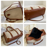 Darrahopens Home & Garden > Travel > Backpacks Brown Contrast Color Women's Travel Bag - Canvas & PU Leather Trim Luggage (43x27x19cm)