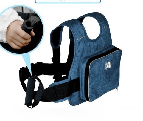 Darrahopens Home & Garden > Travel > Backpacks Child Motorcycle Safety Harness Strap Adjustable Passenger Belt with Handles & Storage Pocket Breathable Linen Blue for Scooter