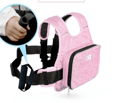 Darrahopens Home & Garden > Travel > Backpacks Child Motorcycle Safety Harness Strap Adjustable Passenger Belt with Handles & Storage Pocket Breathable Linen Pink for Scooter