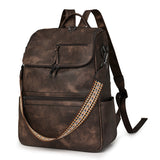 Darrahopens Home & Garden > Travel > Backpacks Coffee Stylish Anti-Theft Backpack for Women - Vintage PU Leather Convertible Rucksack & Shoulder Bag