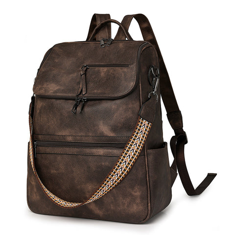 Darrahopens Home & Garden > Travel > Backpacks Coffee Stylish Anti-Theft Backpack for Women - Vintage PU Leather Convertible Rucksack & Shoulder Bag