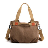 Darrahopens Home & Garden > Travel > Backpacks Coffee Women's Retro Canvas Tote Bag Large Capacity Shoulder Handbag Adjustable Crossbody Strap 35cm for Travel Work & Daily Use