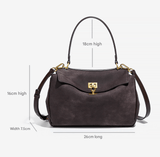 Darrahopens Home & Garden > Travel > Backpacks Coffee Women's Vintage Suede Satchel Bag - Elegant Top Handle Purse with Gold Lock