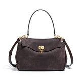 Darrahopens Home & Garden > Travel > Backpacks Coffee Women's Vintage Suede Satchel Bag - Elegant Top Handle Purse with Gold Lock