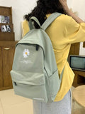 Darrahopens Home & Garden > Travel > Backpacks Daisy Embroidered Waterproof Backpack School Bag Green Nylon Laptop Daypack for High School Uni and Travel
