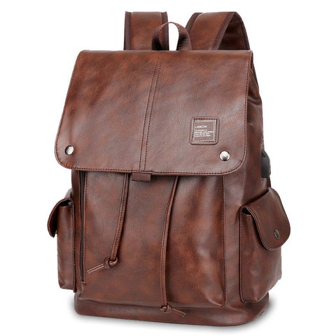 Darrahopens Home & Garden > Travel > Backpacks Dark Brown Men's Fashion PU Leather Backpack - Large Capacity 42cm Laptop Rucksack for University, Travel and Casual Business Use