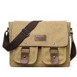 Darrahopens Home & Garden > Travel > Backpacks Dark Kahaki Vintage Canvas Messenger Bag Men Crossbody Satchel Durable Shoulder Bag for Work and Travel Multi Pocket Casual Daypack