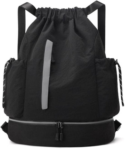 Darrahopens Home & Garden > Travel > Backpacks Drawstring Backpack - Waterproof Sports Bag - Lightweight Sports Backpack - With Shoe Compartment - Unisex - Suitable for Basketball, Football, Swimming and Travel - Black
