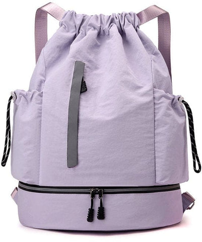 Darrahopens Home & Garden > Travel > Backpacks Drawstring Backpack - Waterproof Sports Bag - Lightweight Sports Backpack - With Shoe Compartment - Unisex - Suitable for Basketball, Football, Swimming and Travel - Purple