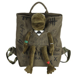 Darrahopens Home & Garden > Travel > Backpacks Green 3D Frog Graffiti Canvas Backpack Large Capacity 37x40cm School Bag for Students and Uni Students - Creative Aesthetic Rucksack