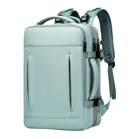 Darrahopens Home & Garden > Travel > Backpacks Green Expandable Travel Laptop Backpack with USB Charging Port - Waterproof Nylon Business Bag with 11cm Depth Extension (45x32cm)