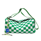 Darrahopens Home & Garden > Travel > Backpacks Green Trendy Checkerboard Boston Bag - Casual Crossbody Shoulder Purse with Wide Strap