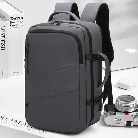Darrahopens Home & Garden > Travel > Backpacks Grey Premium Business Expandable Travel Backpack with External USB Charging - 20-35L Large-Capacity & Waterproof Commuter Daypack