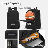 Darrahopens Home & Garden > Travel > Backpacks Grey Sports Backpack with Separate Shoe & Ball Compartments - Waterproof Gym Bag for Basketball, Soccer, Travel & Daily Use