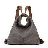 Darrahopens Home & Garden > Travel > Backpacks Grey Versatile 3-in-1 Canvas Backpack and Shoulder Bag Large Capacity Handbag for Women Ideal for Travel School and Everyday Use