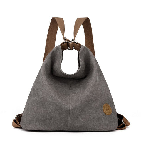 Darrahopens Home & Garden > Travel > Backpacks Grey Versatile 3-in-1 Canvas Backpack and Shoulder Bag Large Capacity Handbag for Women Ideal for Travel School and Everyday Use
