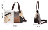 Darrahopens Home & Garden > Travel > Backpacks Grey Vintage Patchwork Canvas Tote Bag Large Capacity Multi-Pocket Women's Shoulder Handbag for Office Travel and Daily Use