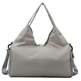 Darrahopens Home & Garden > Travel > Backpacks Grey Women Large Capacity Yoga Gym Bag with Shoe Compartment and Mat Strap Water Resistant Travel Duffel Lightweight Tote for Fitness and Weekend Trips