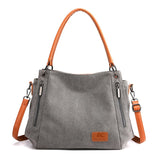 Darrahopens Home & Garden > Travel > Backpacks Grey Women's Canvas Hobo Handbag Large Shoulder Tote Bag Adjustable Crossbody Strap Casual Purse 40cm for Work School Travel