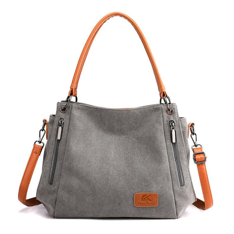 Darrahopens Home & Garden > Travel > Backpacks Grey Women's Canvas Hobo Handbag Large Shoulder Tote Bag Adjustable Crossbody Strap Casual Purse 40cm for Work School Travel