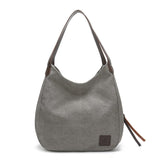 Darrahopens Home & Garden > Travel > Backpacks Grey Women's Canvas Hobo Handbag Multi-Compartment Shoulder Tote Bag Minimalist Casual Purse 30cm for Work Shopping & Travel