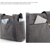 Darrahopens Home & Garden > Travel > Backpacks Grey Women's Large Canvas Tote Bag Minimalist Shoulder Handbag High Capacity 39cm for Work School & Travel