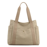 Darrahopens Home & Garden > Travel > Backpacks Grey Women's Large Canvas Tote Bag Minimalist Shoulder Handbag High Capacity 39cm for Work School & Travel