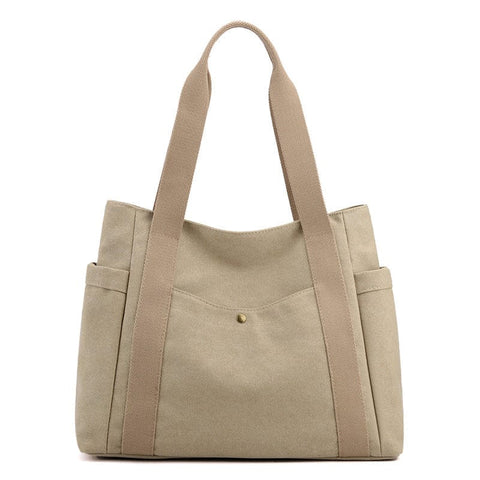 Darrahopens Home & Garden > Travel > Backpacks Grey Women's Large Canvas Tote Bag Minimalist Shoulder Handbag High Capacity 39cm for Work School & Travel