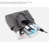 Darrahopens Home & Garden > Travel > Backpacks Grey Women's Large Canvas Tote Bag Minimalist Shoulder Handbag High Capacity 39cm for Work School & Travel