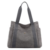 Darrahopens Home & Garden > Travel > Backpacks Grey Women's Large Canvas Tote Bag Minimalist Shoulder Handbag High Capacity 39cm for Work School & Travel