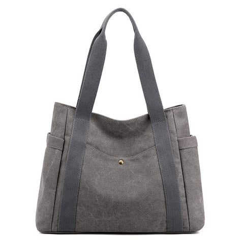 Darrahopens Home & Garden > Travel > Backpacks Grey Women's Large Canvas Tote Bag Minimalist Shoulder Handbag High Capacity 39cm for Work School & Travel