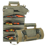 Darrahopens Home & Garden > Travel > Backpacks Heavy Duty Tool Roll Up Bag Organiser Multi-Pocket Canvas Carry Pouch for Electrician DIY Mechanic & 4WD Camping Light Grey