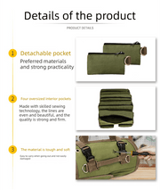 Darrahopens Home & Garden > Travel > Backpacks Heavy Duty Tool Roll Up Bag Organiser Multi-Pocket Canvas Carry Pouch for Electrician DIY Mechanic & 4WD Camping Light Grey