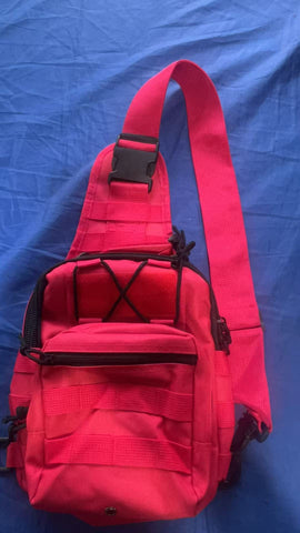 Darrahopens Home & Garden > Travel > Backpacks High Visibility Red Tactical Sling Bag 600D Waterproof Crossbody Backpack MOLLE First Aid EDC Pack for Cycling