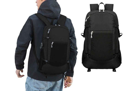 Darrahopens Home & Garden > Travel > Backpacks Hiking Backpack Packable Travel Day Pack Lightweight Water Resistant Hiking Daypack for Women Men -Black