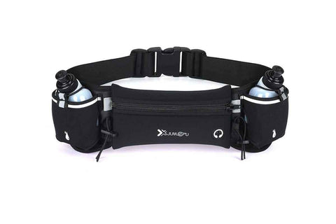 Darrahopens Home & Garden > Travel > Backpacks Hydration Running Belt with 2 Water Bottles and Phone Pouch for Marathon Hiking - Black