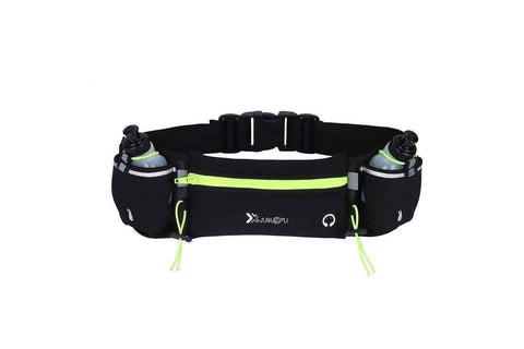 Darrahopens Home & Garden > Travel > Backpacks Hydration Running Belt with 2 Water Bottles and Phone Pouch for Marathon Hiking - Green