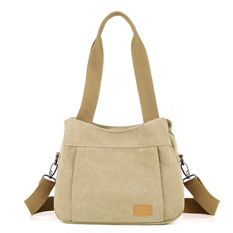 Darrahopens Home & Garden > Travel > Backpacks Khaki Multi-functional Large Capacity Canvas Tote Bag - Versatile 3-Way Adjustable Shoulder and Crossbody Handbag for Work, Travel, and Daily Use
