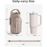 Darrahopens Home & Garden > Travel > Backpacks Khaki Nylon Quilted Insulated Water Bottle Bag for 18-64oz Flask - Lightweight Sports & Travel Puffer Shockproof Protective Pouch