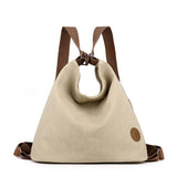 Darrahopens Home & Garden > Travel > Backpacks Khaki Versatile 3-in-1 Canvas Backpack and Shoulder Bag Large Capacity Handbag for Women Ideal for Travel School and Everyday Use