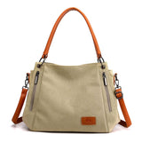 Darrahopens Home & Garden > Travel > Backpacks Khaki Women's Canvas Hobo Handbag Large Shoulder Tote Bag Adjustable Crossbody Strap Casual Purse 40cm for Work School Travel