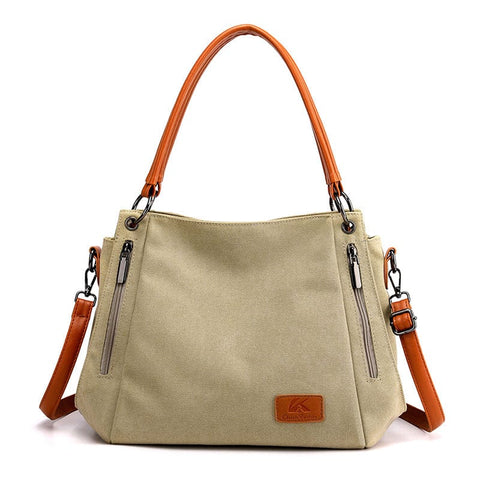 Darrahopens Home & Garden > Travel > Backpacks Khaki Women's Canvas Hobo Handbag Large Shoulder Tote Bag Adjustable Crossbody Strap Casual Purse 40cm for Work School Travel