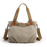 Darrahopens Home & Garden > Travel > Backpacks Khaki Women's Retro Canvas Tote Bag Large Capacity Shoulder Handbag Adjustable Crossbody Strap 35cm for Travel Work & Daily Use