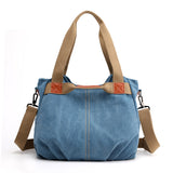 Darrahopens Home & Garden > Travel > Backpacks Light Blue Women's Retro Canvas Tote Bag Large Capacity Shoulder Handbag Adjustable Crossbody Strap 35cm for Travel Work & Daily Use