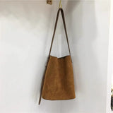 Darrahopens Home & Garden > Travel > Backpacks Light Brown Vintage Leopard Suede Bucket Bag for Women with Crossbody Strap