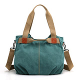 Darrahopens Home & Garden > Travel > Backpacks Light Green Women's Retro Canvas Tote Bag Large Capacity Shoulder Handbag Adjustable Crossbody Strap 35cm for Travel Work & Daily Use
